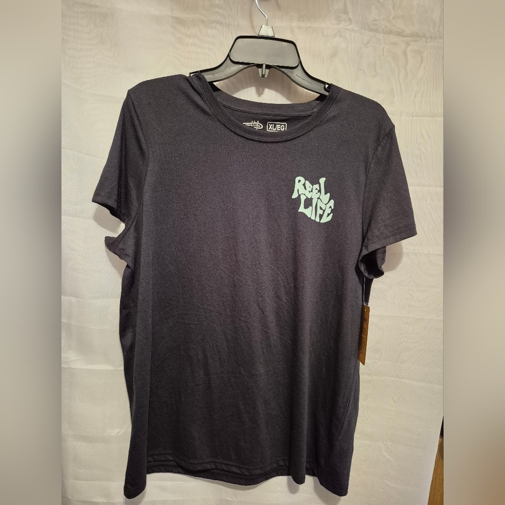 NWT Reel Life XL Black Short Sleeve SPORTY Fishing Tee